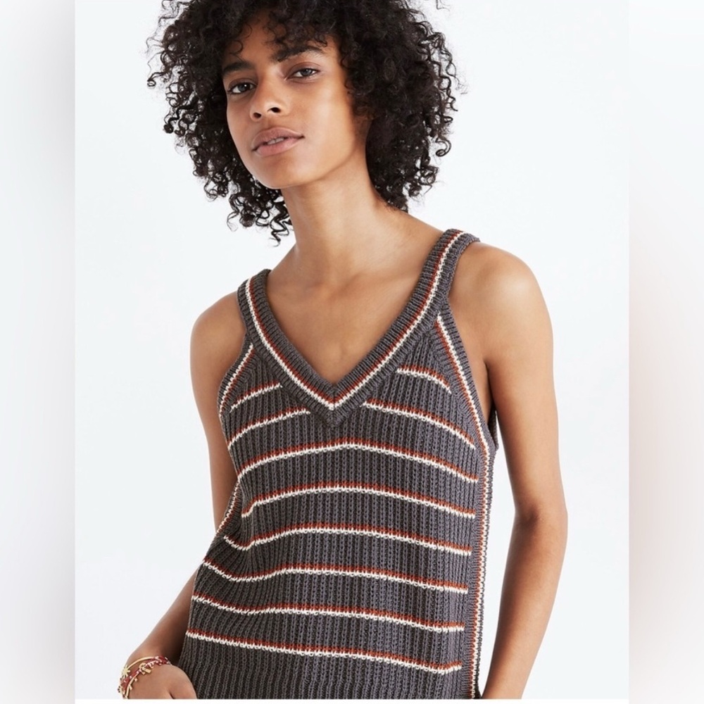 Madewell Blue Gray and Red Sweater Tank